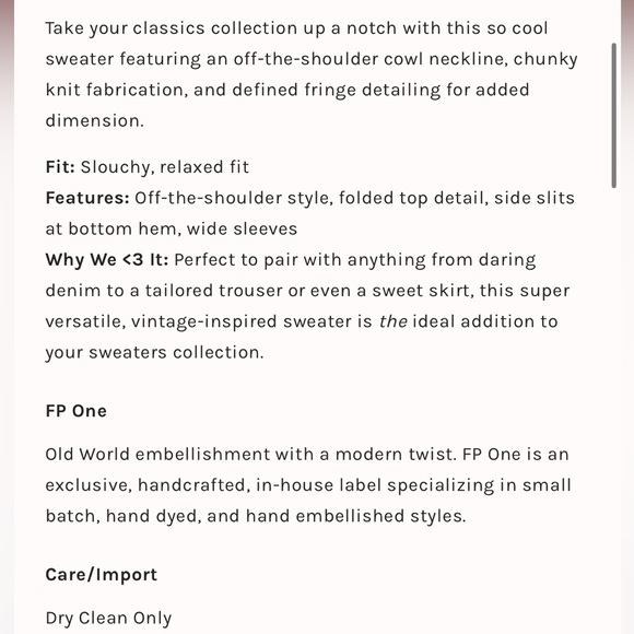 Free People One Kinsley Fringe Woven Cowl Neck Foldover Sweater - Picture 4 of 6